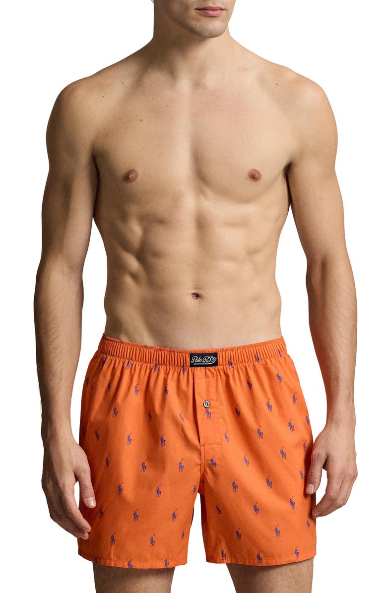 Polo Ralph Lauren Woven Cotton Boxers, Main, color, Spring Melon