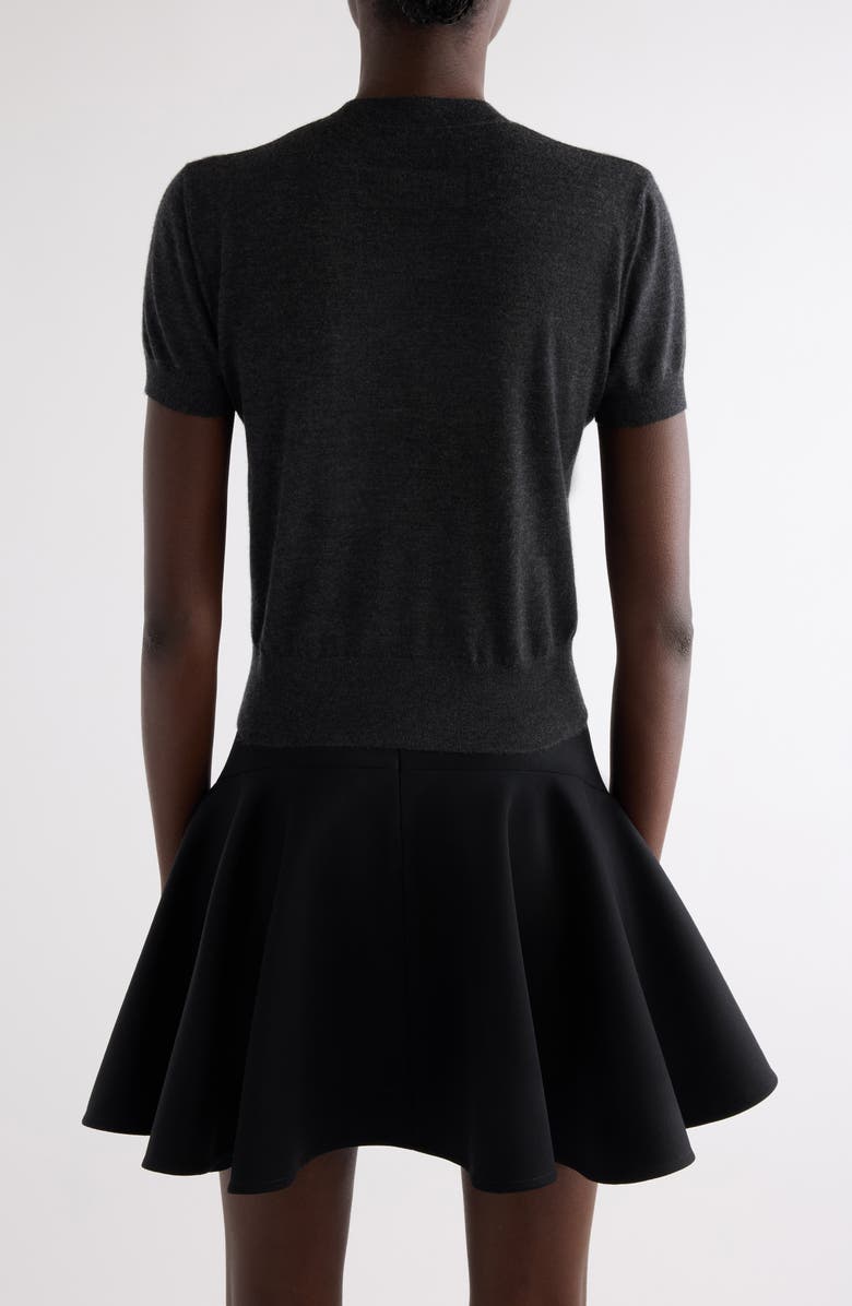 Givenchy Short Sleeve Silk Sweater, Alternate, color, Charcoal