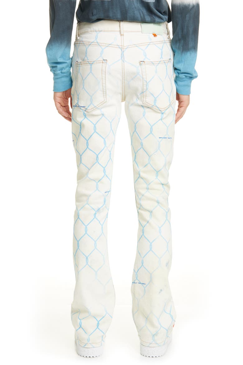Fence Print Skinny Flare Jeans, Alternate, color, BLEACH LIGHT