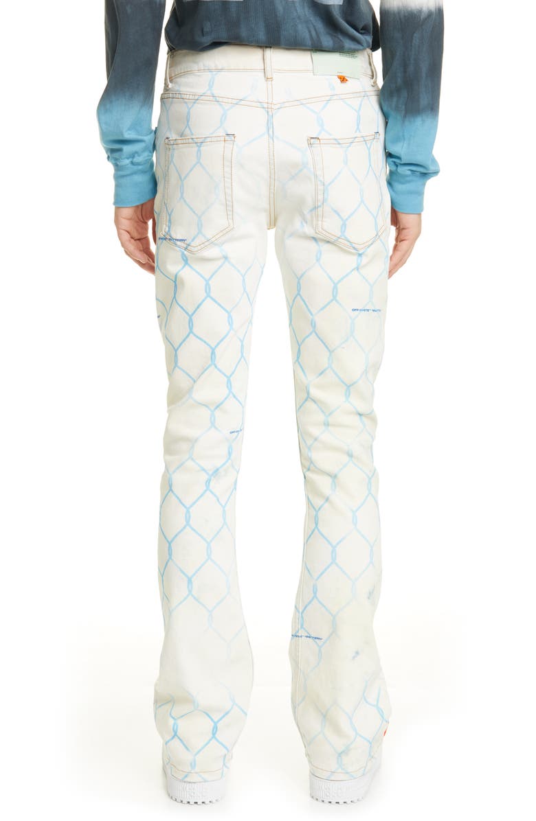 Off-White Fence Print Skinny Flare Jeans, Alternate, color, 