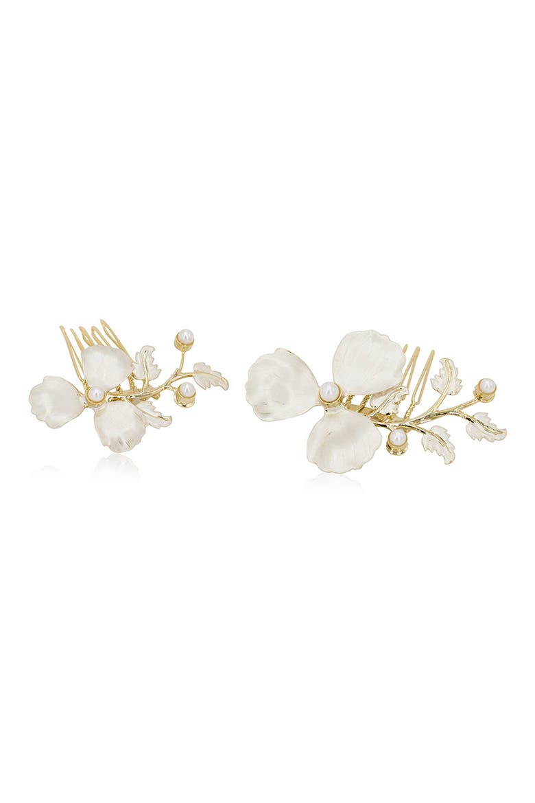 Gabi Set of 2 Imitation Pearl Hair Pins, Main, color, GOLD