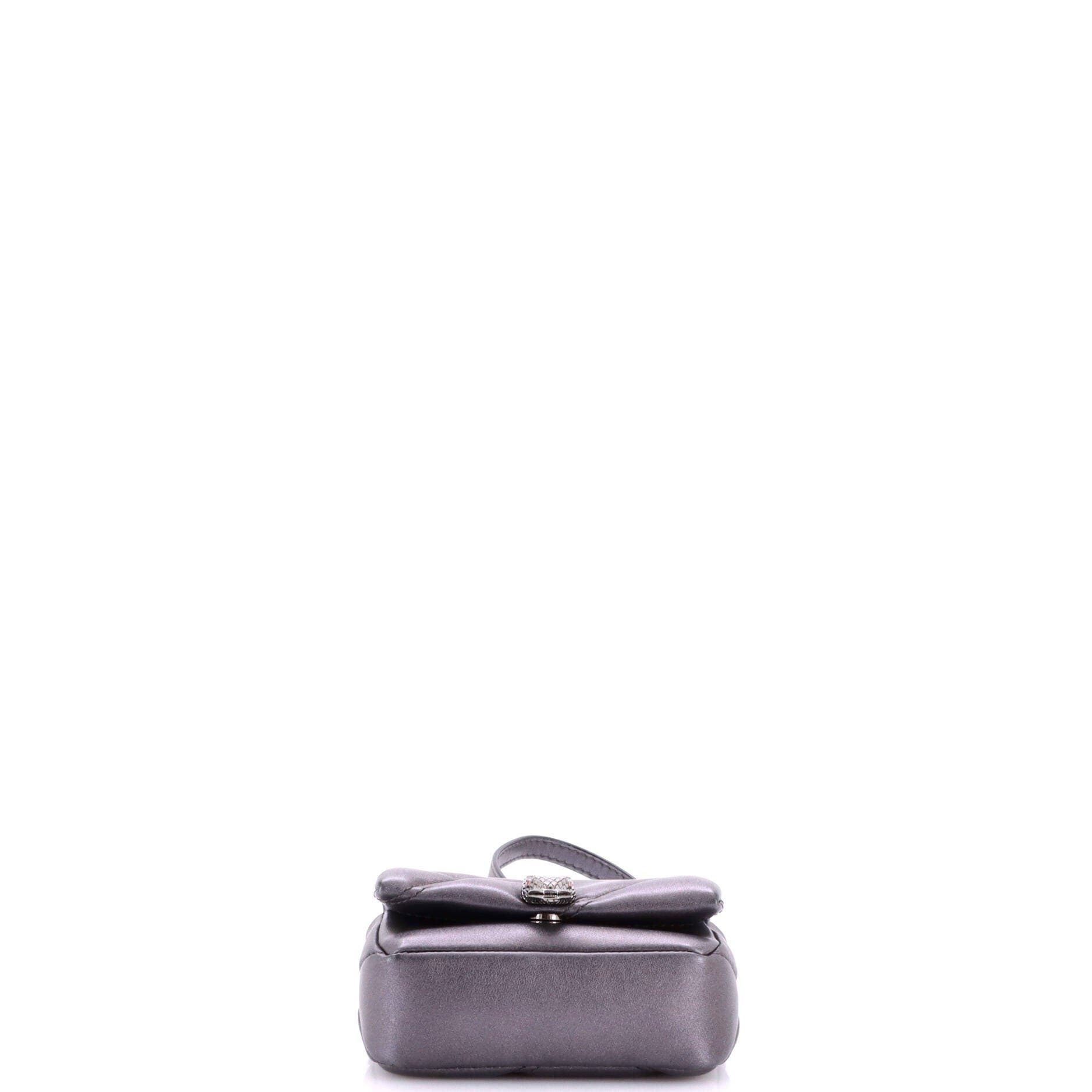 Serpenti Cabochon Shoulder Bag Diagonal Quilted Leather Micro, Alternate, color, Grey