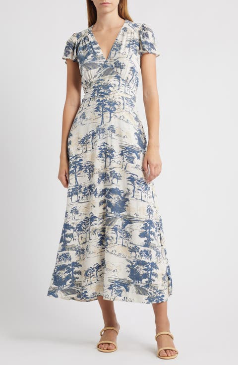 Print Tie Back Maxi Dress