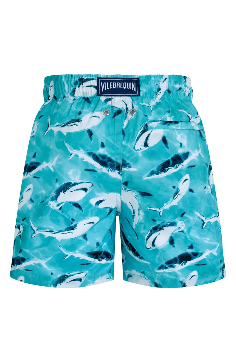 Vilebrequin Kids' Requins Light Fabric Swim Shorts, Alternate, color, Lagon
