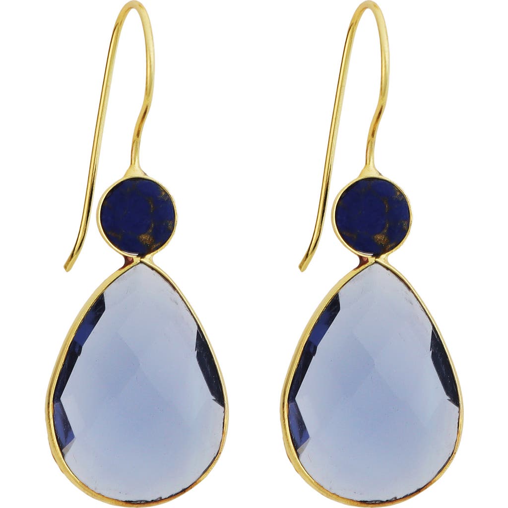 Panacea Blue Teardrop Earrings In Gold