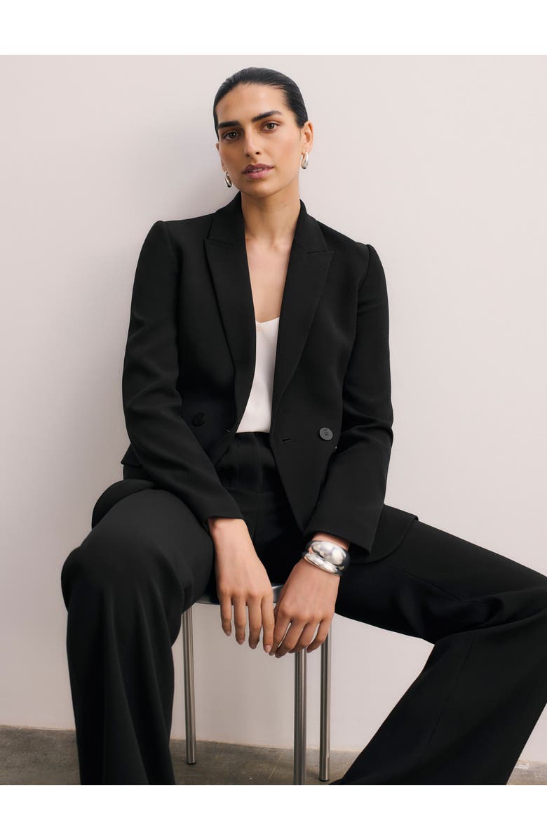 The Fold Knighton Clever Crepe Blazer, Alternate, color, Black