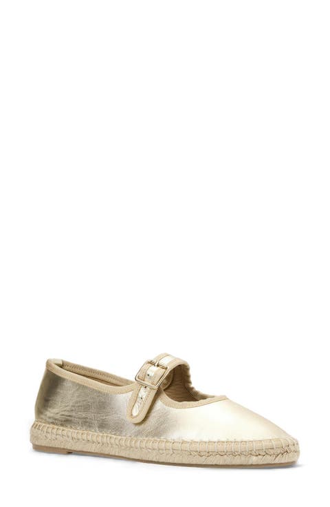 Acora Leather Mary Jane Espadrille Flat