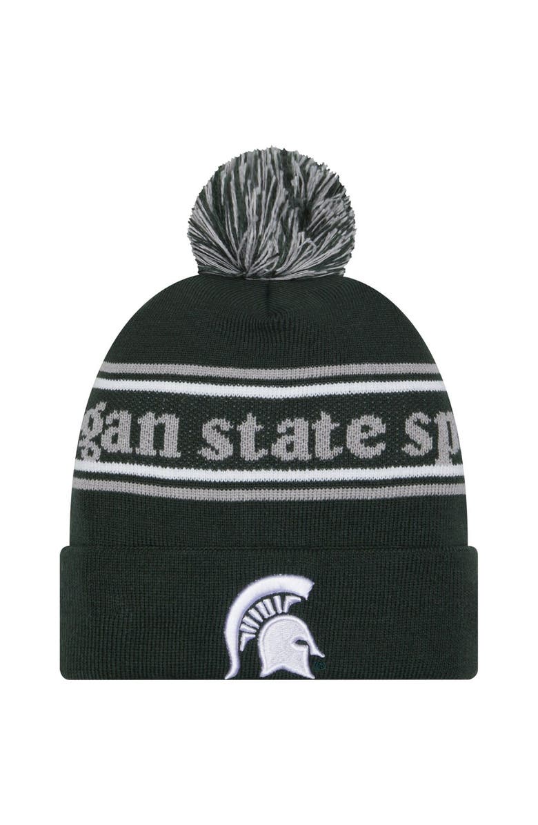 New Era Men's New Era Green Michigan State Spartans Marquee Cuffed Knit Hat with Pom, Main, color, Green
