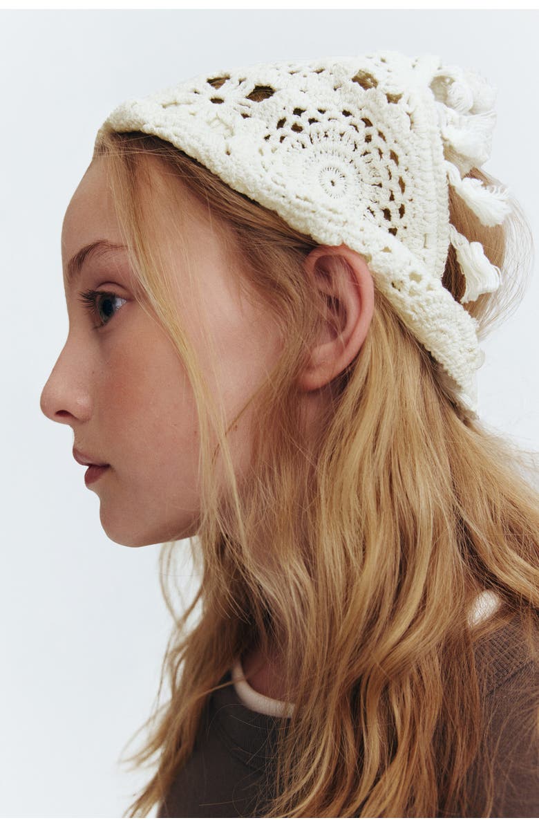H&M Crochet-look Head Scarf, Main, color, Cream
