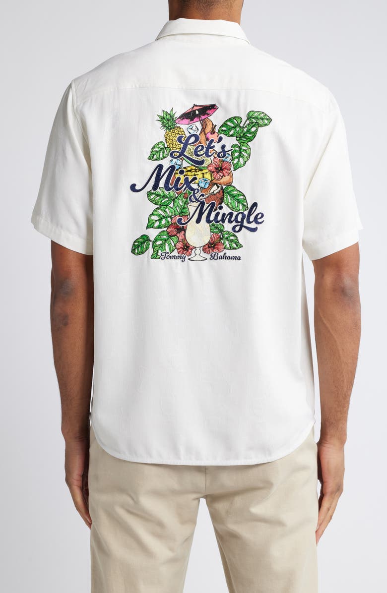 Tommy Bahama Let's Mix & Mingle Short Sleeve Silk Jacquard Button-Up Shirt, Alternate, color, 
