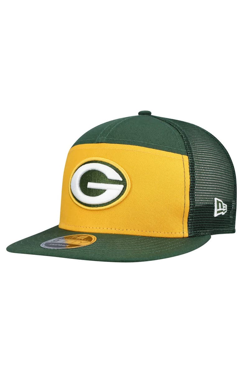 New Era Men's New Era Gold/Green Green Bay Packers Outdoor Split Panel 9FIFTY Snapback Hat, Main, color, Gold