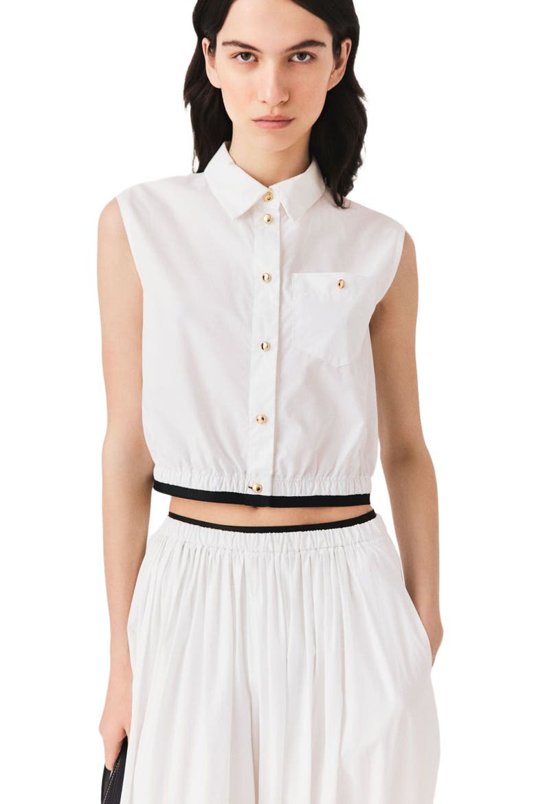 Cropped sleeveless shirt, Alternate, color, White