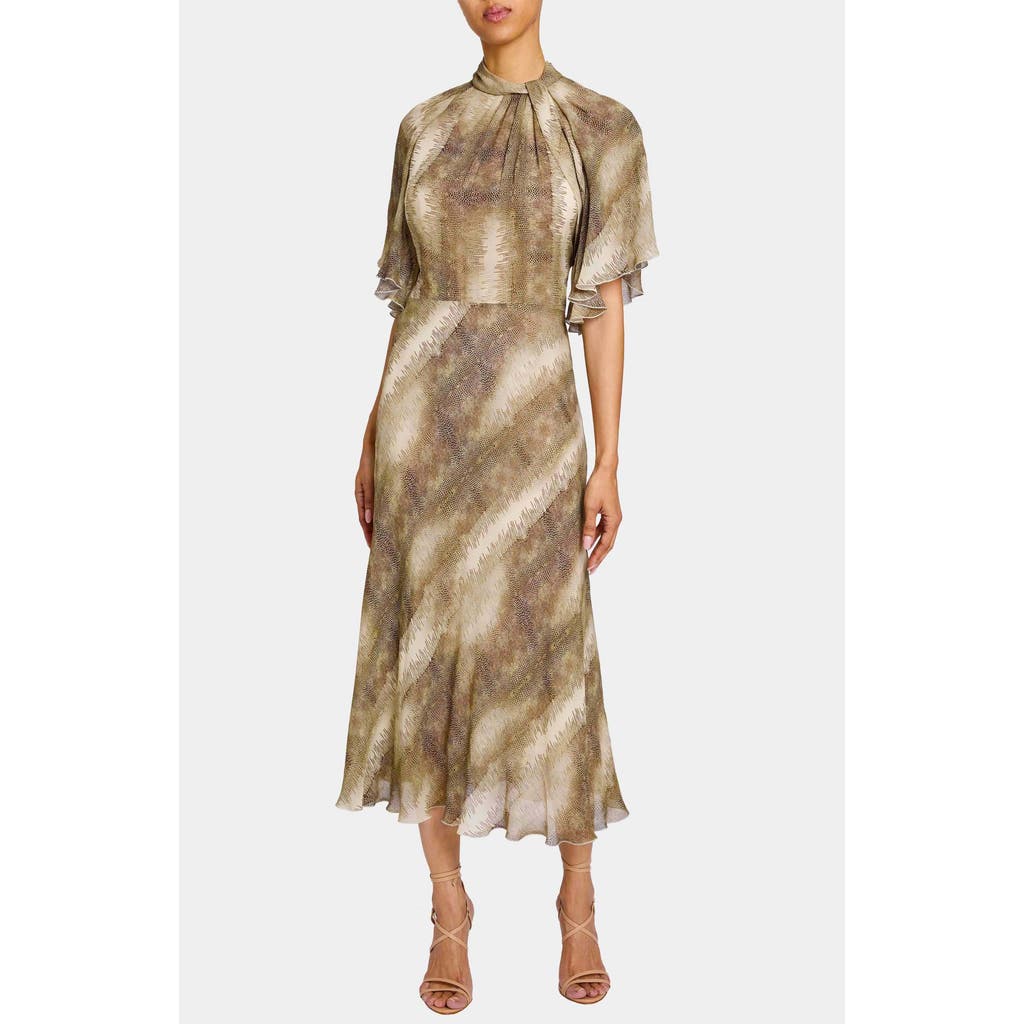 Santorelli Niki Mock Neck Midi Dress In Brown