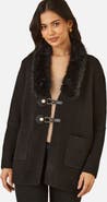 Yumi Detachable Fur Collar Trim Cardigan