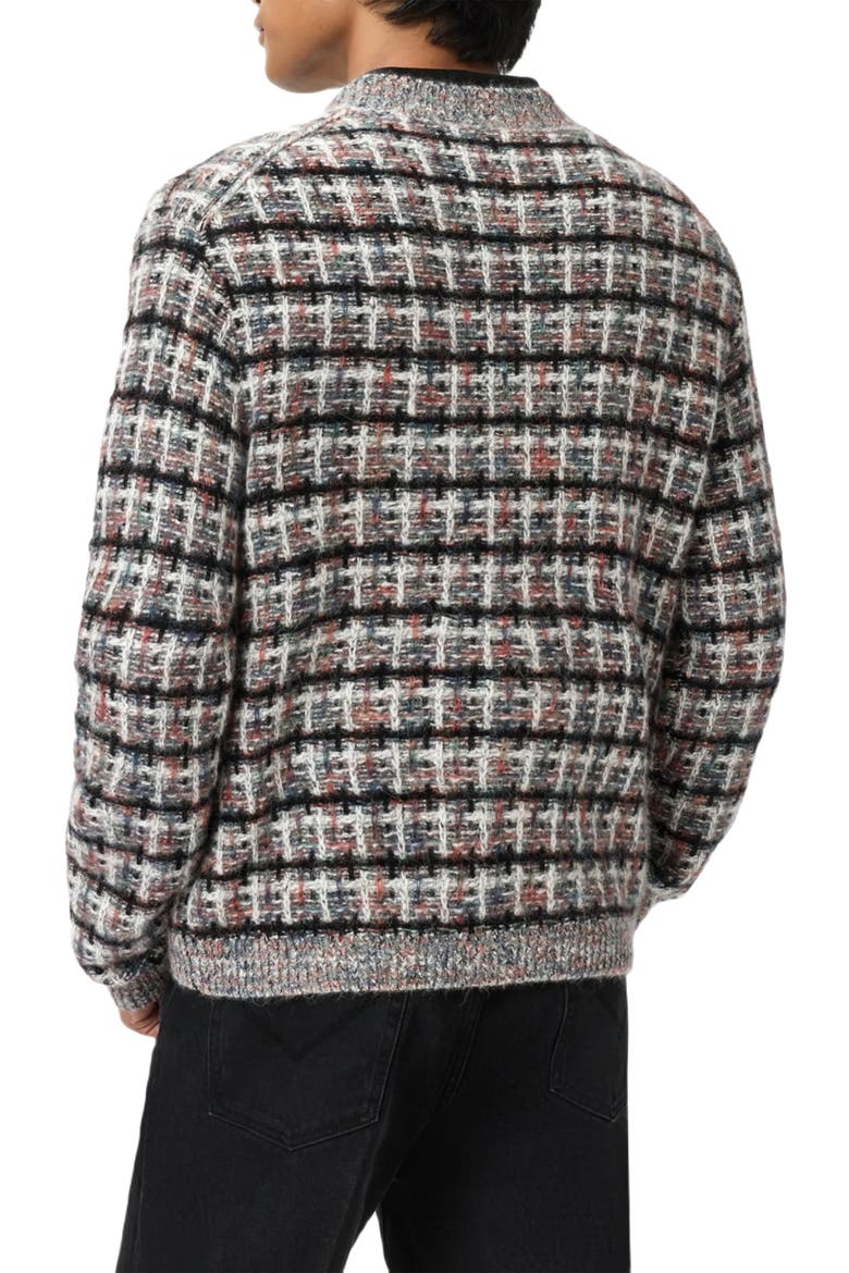 Geometric Pattern Wool & Cashmere Cardigan, Alternate, color, SMOKED PEARL GREY