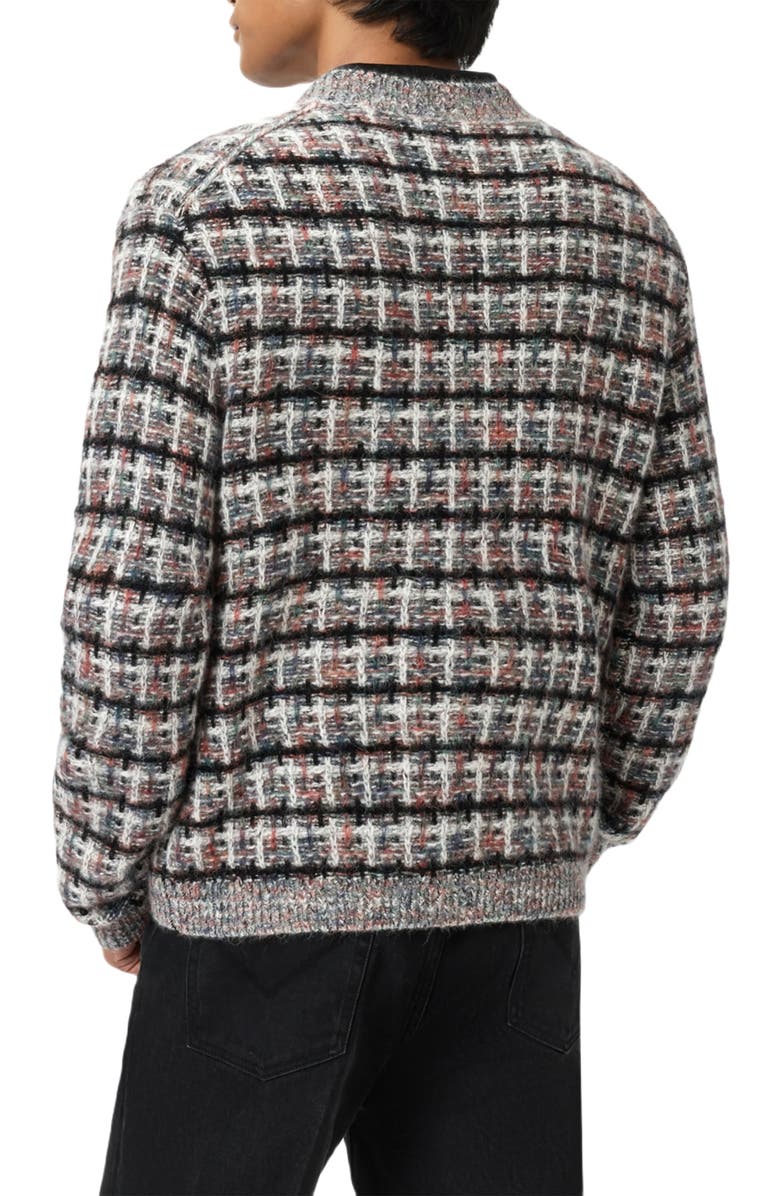 John Varvatos Geometric Pattern Wool & Cashmere Cardigan, Alternate, color, Smoked Pearl Grey