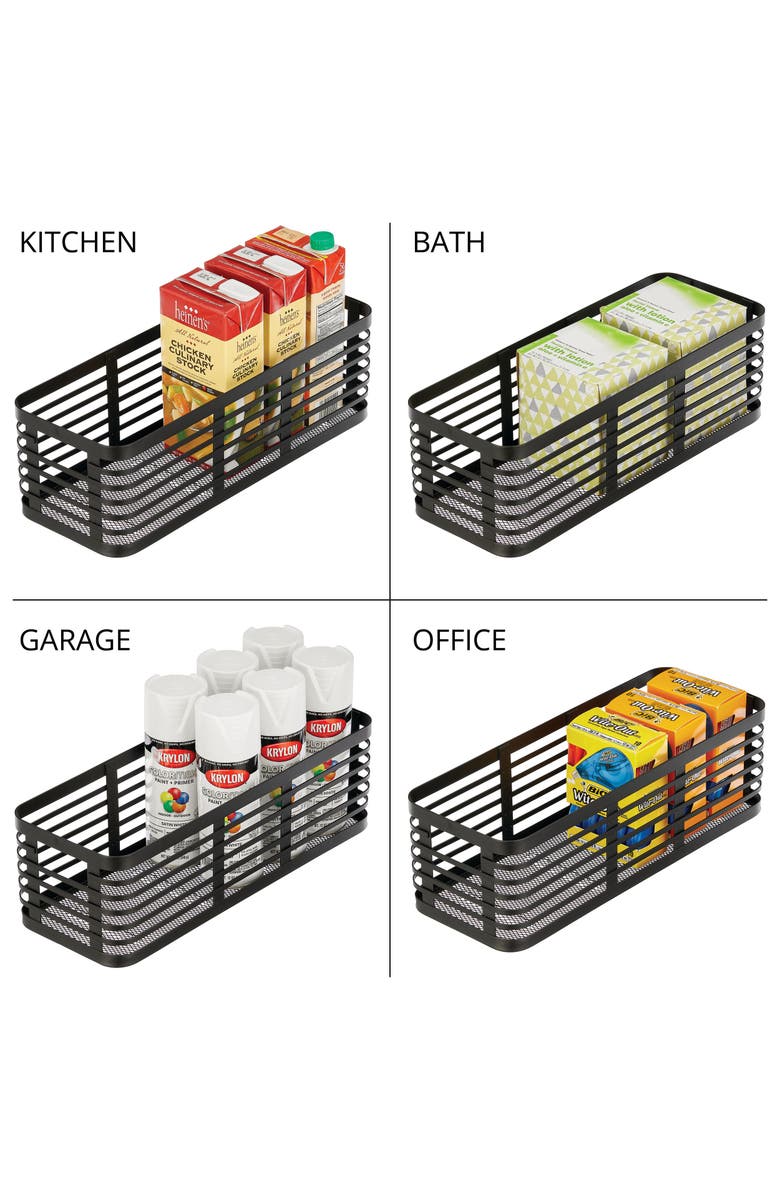 mDesign Metal Pantry Basket with Handles - Set of 4 - Matte Black, Alternate, color, Unspecified