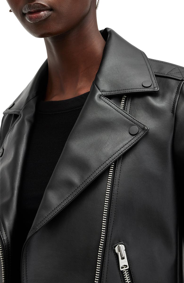 AllSaints Dalby Desserto Faux Leather Biker Jacket, Alternate, color, Black