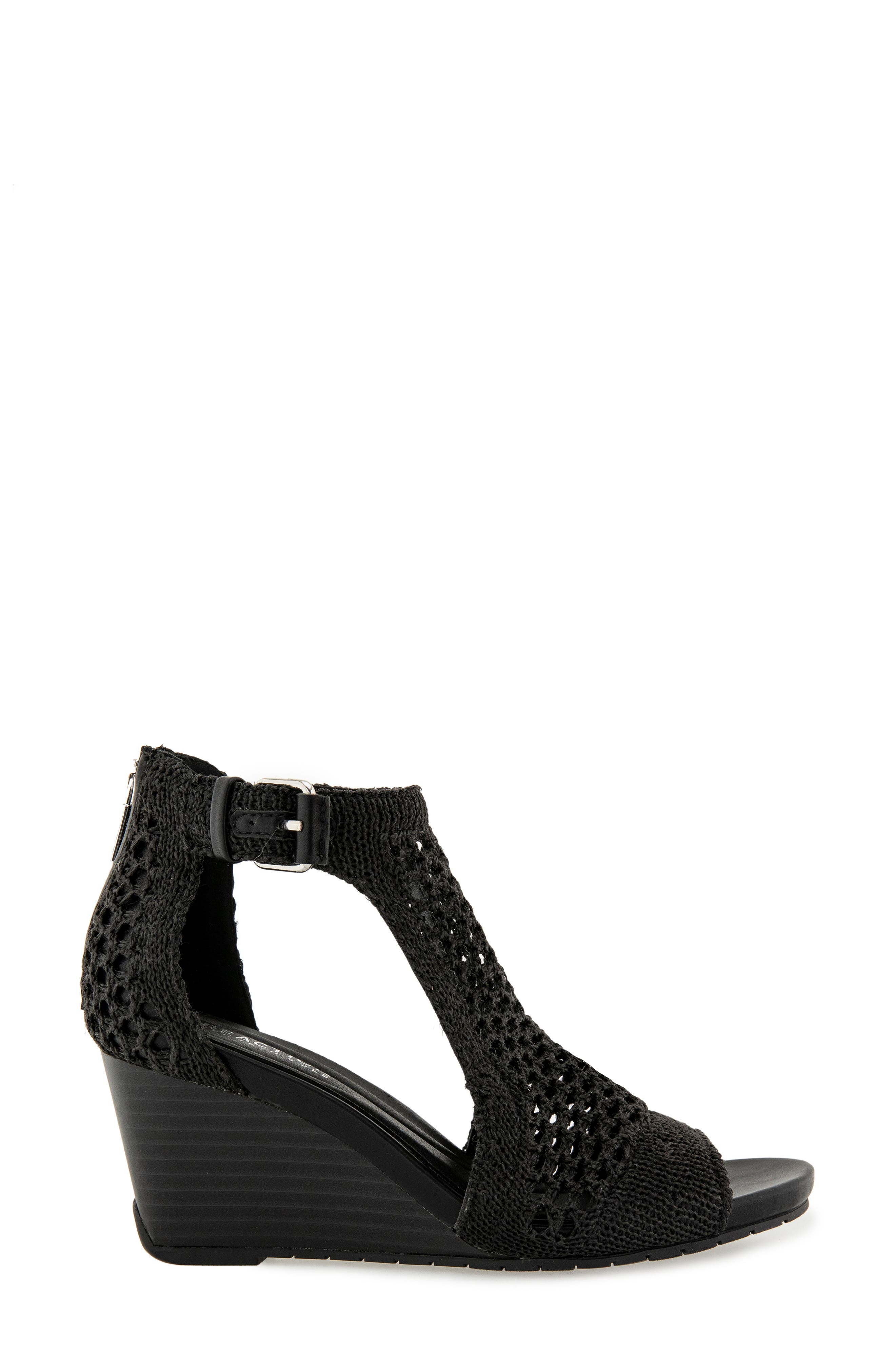 Reaction Kenneth Cole Gracie Wedge Sandal, Alternate, color, Black Raffia
