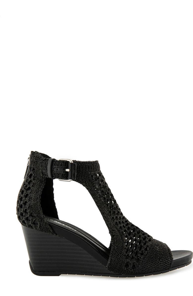 Reaction Kenneth Cole Gracie Wedge Sandal, Alternate, color, Black Raffia