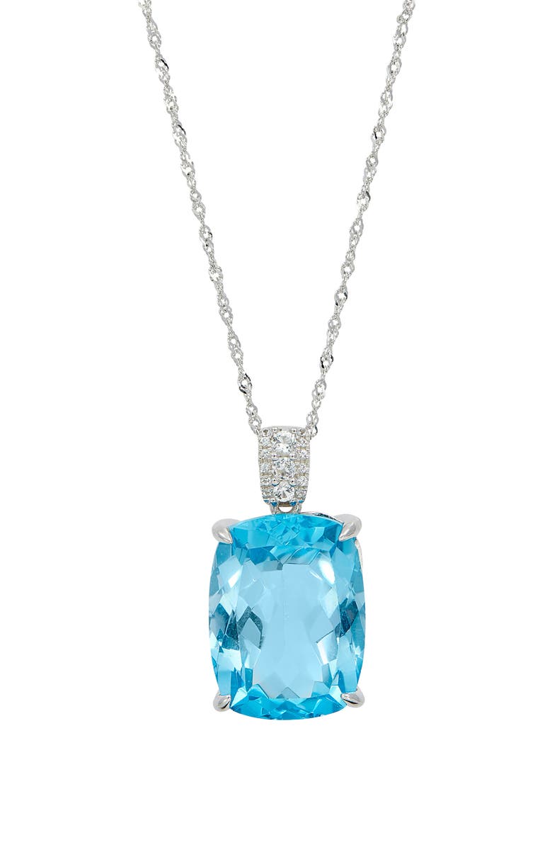 SAVVY CIE JEWELS Swiss Blue Topaz & CZ Pendant Necklace, Main, color,