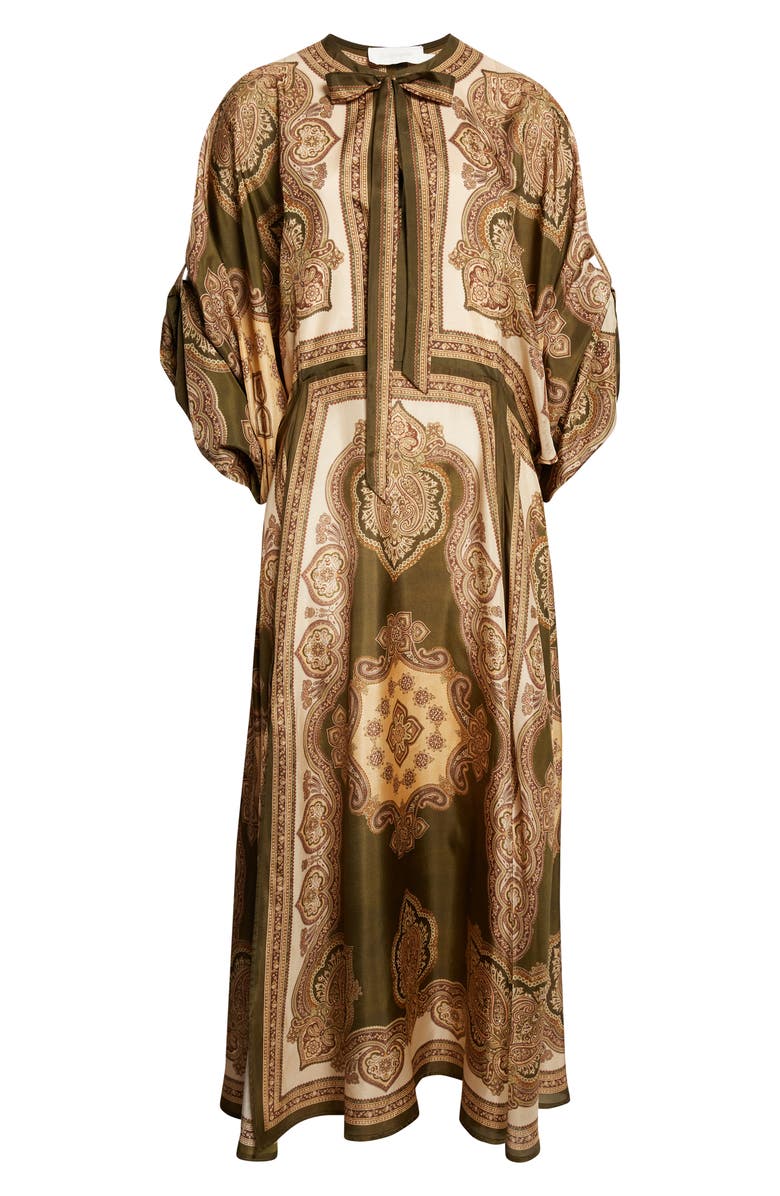 Zimmermann Mahon Paisley Print Habutai Silk Maxi Dress, Alternate, color, Olive Paisley