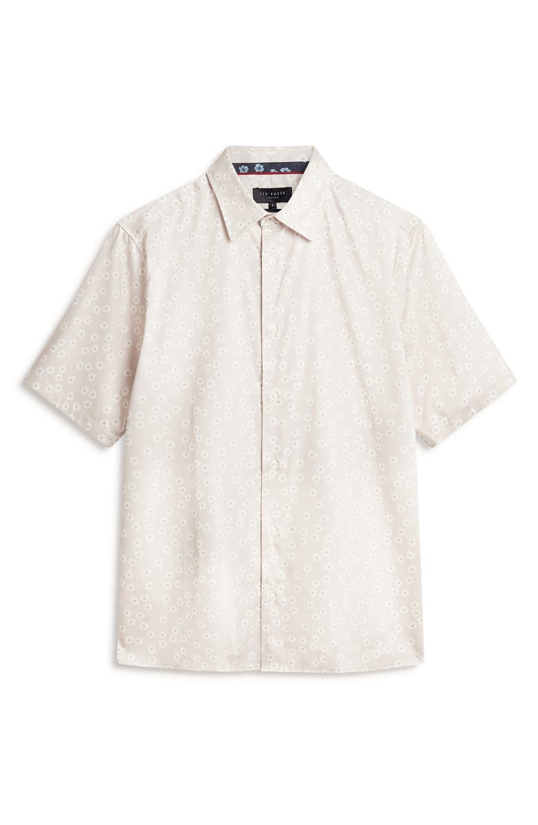 Ted Baker Afflek Short Sleeve Button-Up Shirt, Alternate, color, Ecru