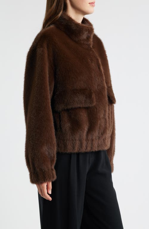 Sam Edelman Faux Fur Bomber Jacket In Brown