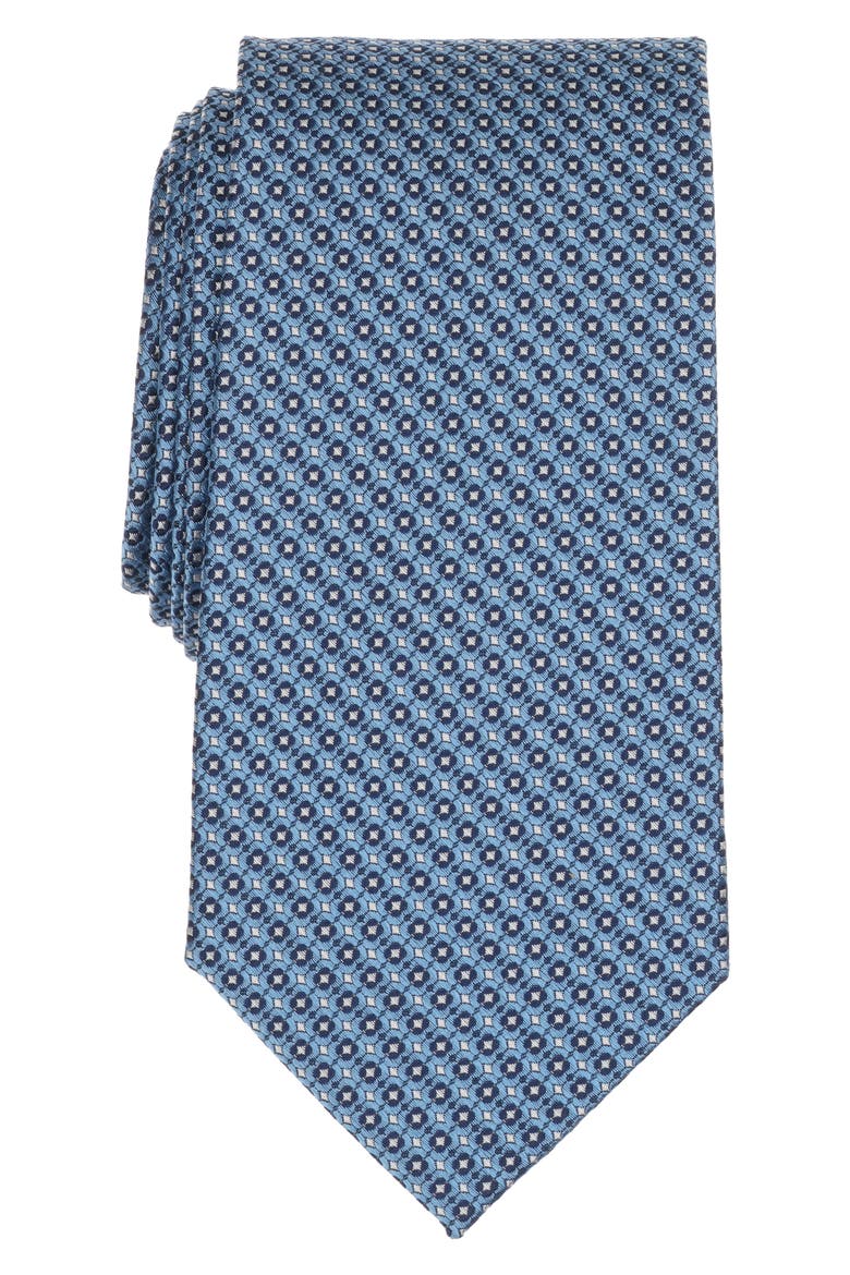 Geometric Grid Silk Blend Tie, Main, color, BLUE