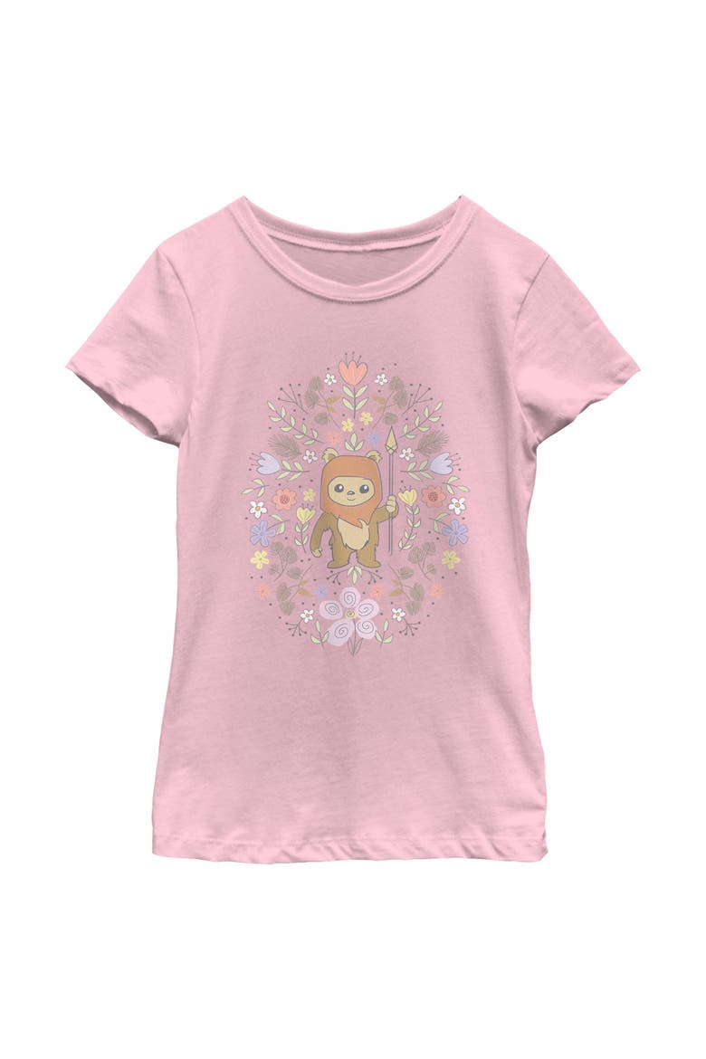 Girl's Star Wars Ewok Spring Flowers  Graphic T-Shirt, Main, color, Light Pink