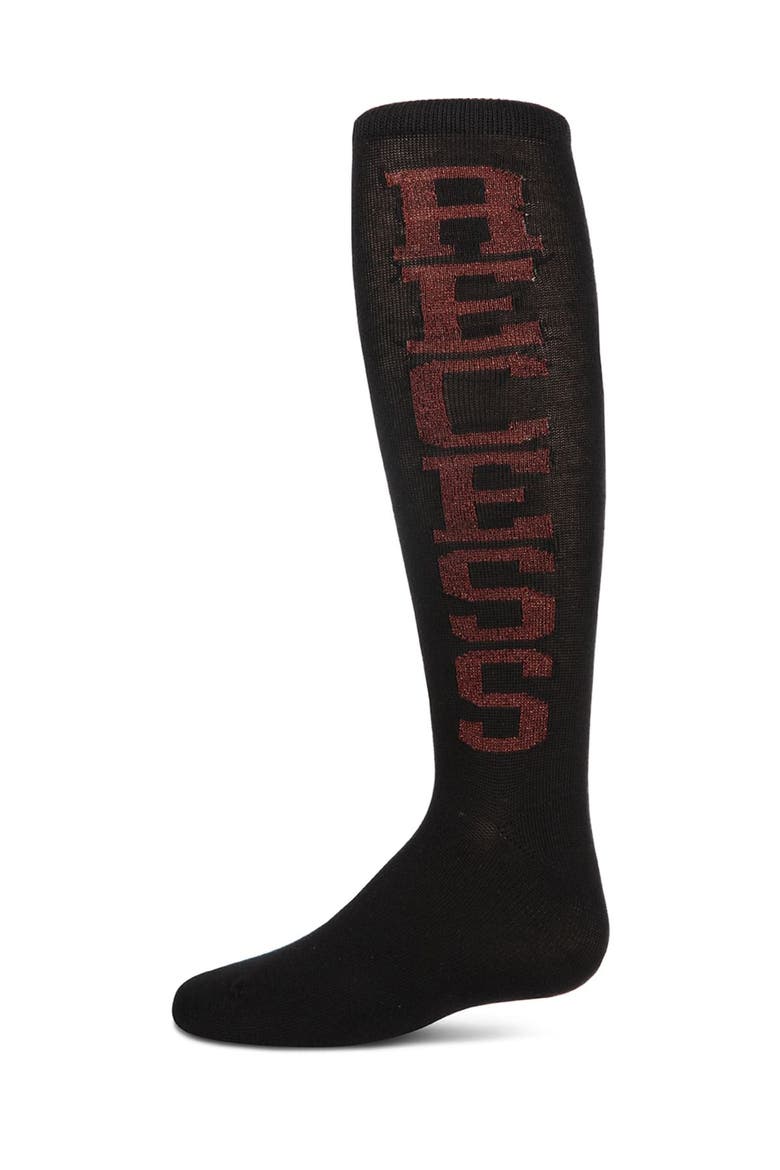 Lurex Recess Knee-High Socks, Alternate, color, Black