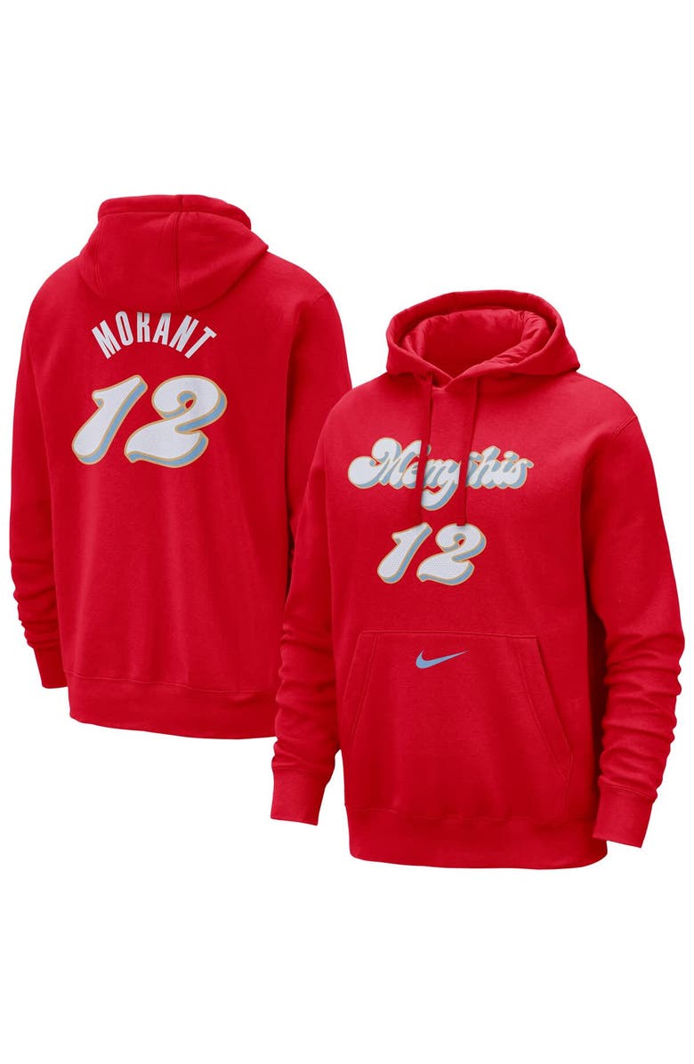 Nike Men's Nike Ja Morant Red Memphis Grizzlies 2024/25 City Edition Name & Number Pullover Hoodie, Main, color, 
