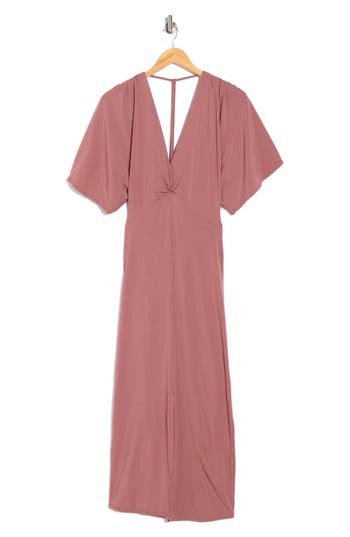 Go Couture Flutter Sleeve Midi Dress In Purple