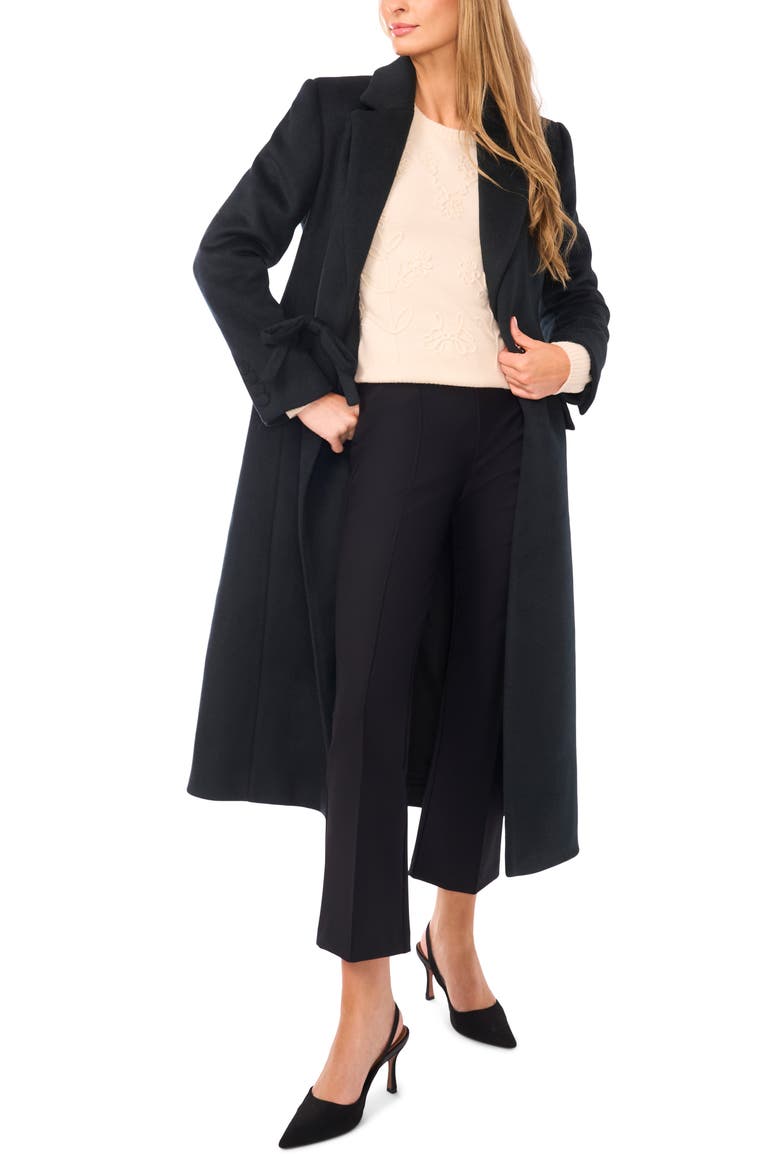 Bow Wool Blend Longline Coat, Alternate, color, FOREST RIVER