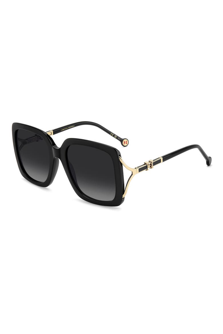 Her 56mm Square Sunglasses, Alternate, color, BLACK/ DARK GREY SF