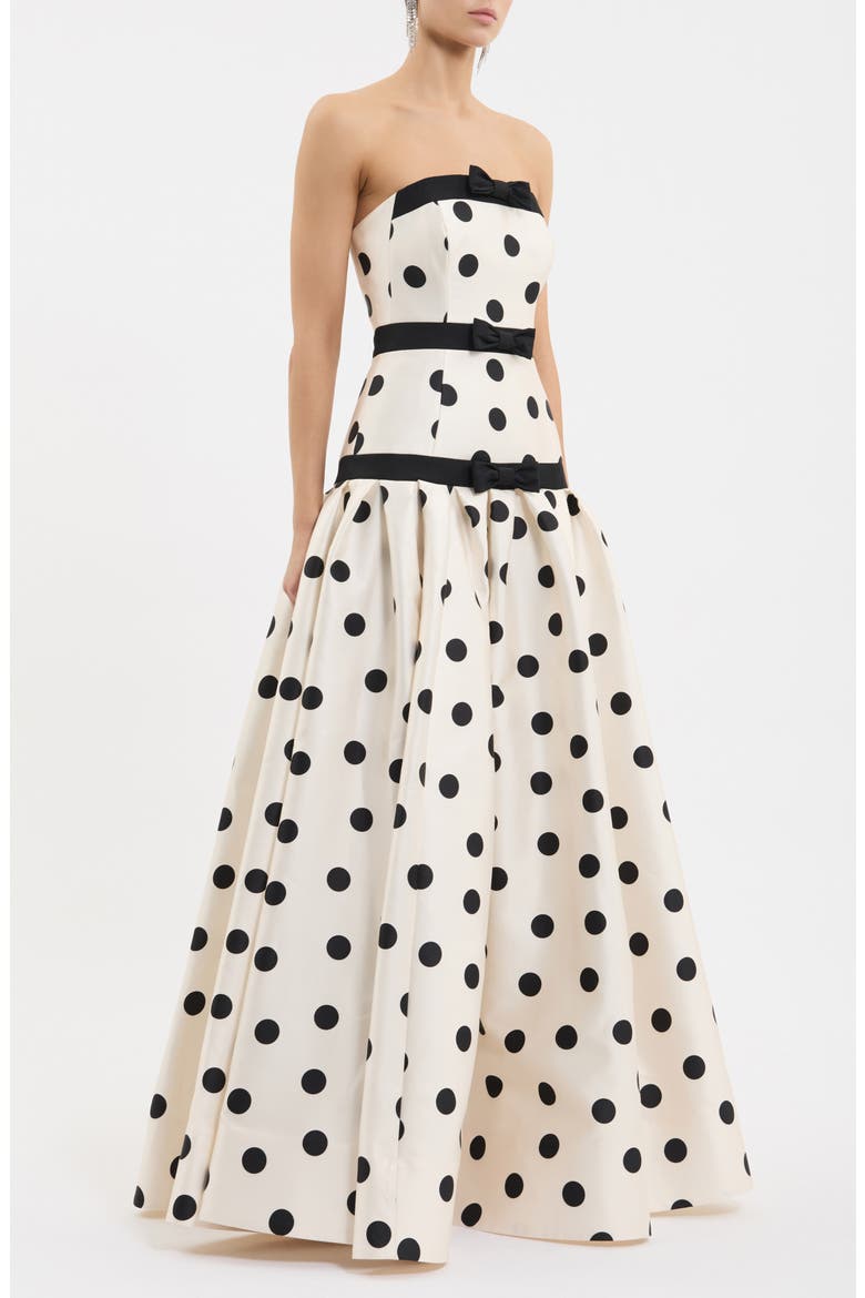 Bacio Polka Dot Strapless Gown, Alternate, color, SPOT