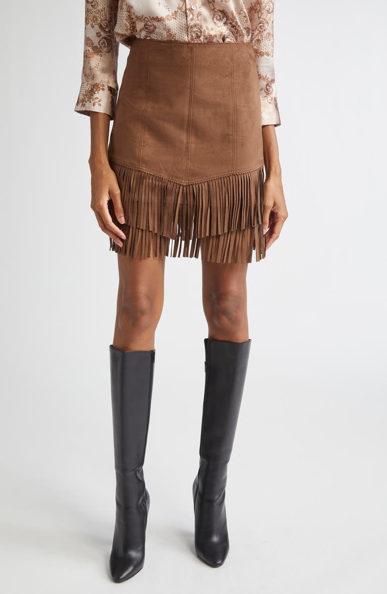 L'AGENCE Lyle Fringe Miniskirt, Main, color,