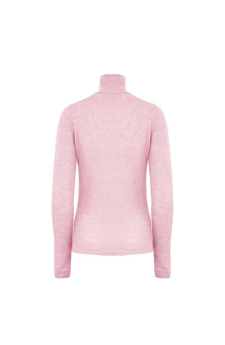 THEO The Label Nomia Sheer Sleeve Crew Neck Sweater, Alternate, color, Powder Puff