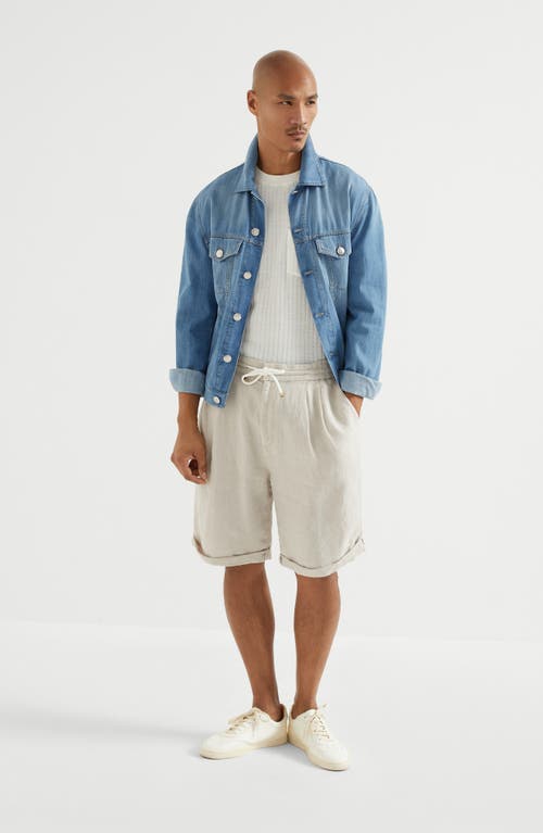 Brunello Cucinelli Linen Drawstring Bermuda Shorts In Yuta
