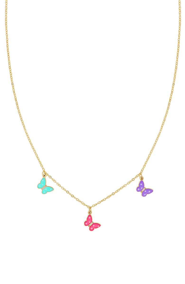 Bony Levy 14K Gold Enamel Butterfly Charm Necklace, Main, color, 14K Yellow Gold