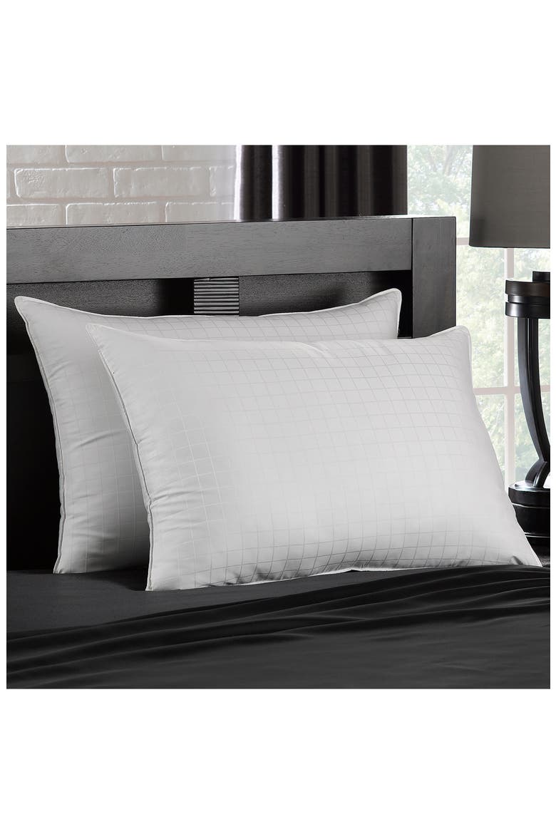 100% Cotton Dobby-Box Shell Firm Back/Side Sleeper Down Alternative Pillow, Set of 2, Alternate, color, WHITE