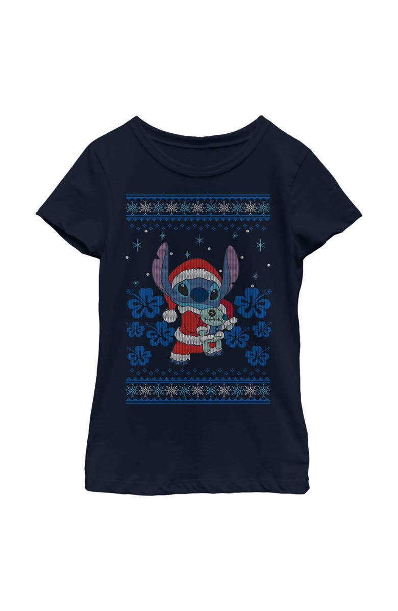 Lilo & Stitch Girl's Lilo & Stitch Christmas with Scrump  Graphic T-Shirt, Main, color, Navy Blue