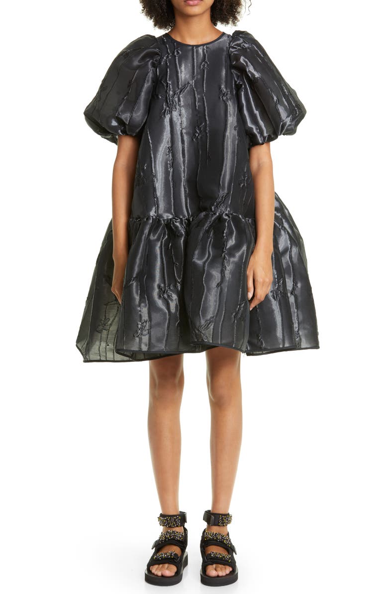 Cecilie Bahnsen Alexa Puff Sleeve Jacquard Babydoll Dress, Main, color, 