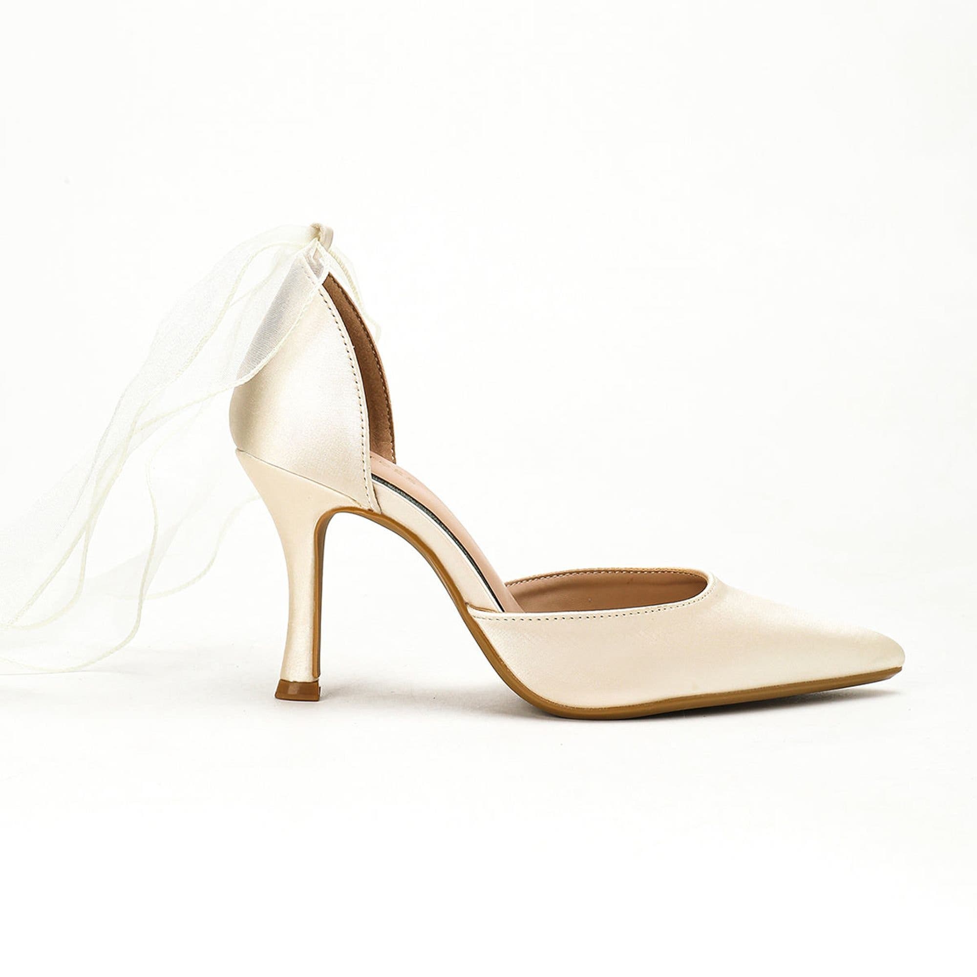 Deena Bridal Bow Heels, Alternate, color, White