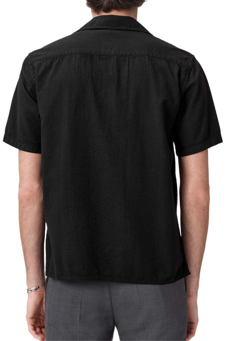 Cotton Seersucker Camp Shirt, Alternate, color, BLACK