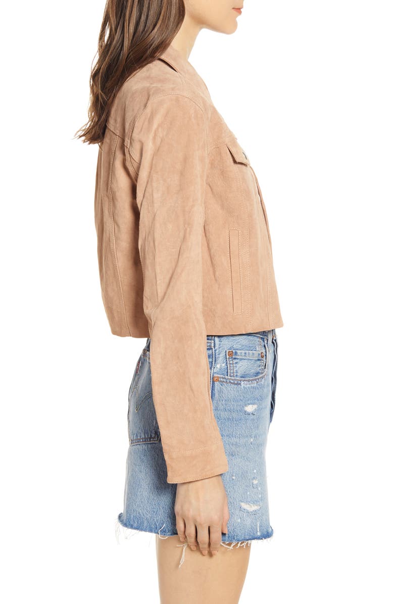 BLANKNYC Crop Suede Trucker Jacket, Alternate, color, 