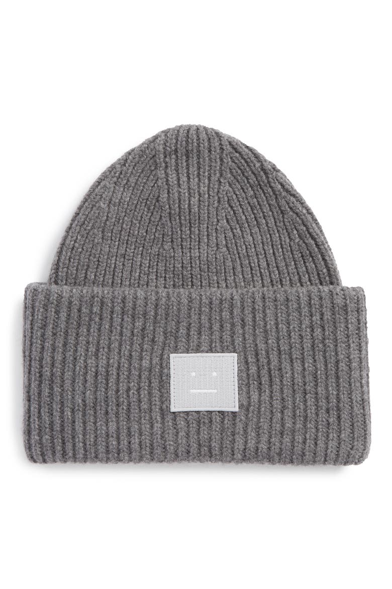 Pansy Rib Knit Beanie, Main, color, GREY MELANGE