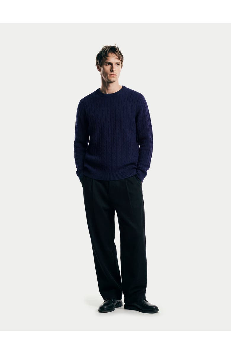 Gobi Cashmere Cashmere Cable-Knit Sweater, Alternate, color, Navy