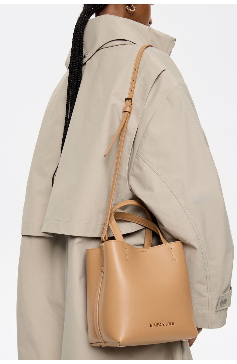 Bimba y Lola Small Stone Leather Chihuahua Bag, Alternate, color, Caramel