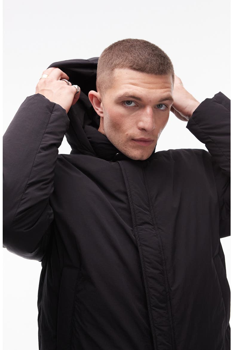 Oversize Hooded Nylon Jacket, Alternate, color, BLACK